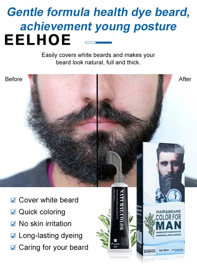 EELHOE Hair & Beare Color For Man,RHair & Beare Color For Man,Rosemary 2 in 1 Beard Dye ,Effective Enhance Facial Hair (Natural Black)osemary 2 in 1 Beard Dye ,Effective Enhance Facial Hair (Natural Black) - Image 5